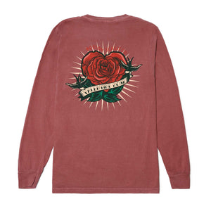 Boston Scally The Valentine Rose Long Sleeve Tee T-Shirt - Crimson - alternate image 2