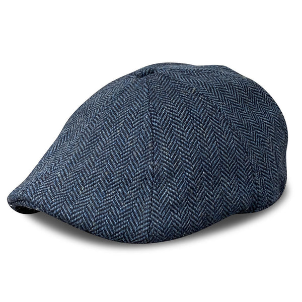 The Peaky Boston Scally Cap - Patriot Blue Herringbone