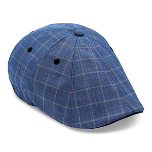 The 8-Panel Plaid Trainer Boston Scally Cap - Steel Blue Plaid - featured image