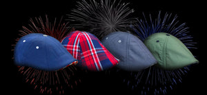 4th of July Collection is here featuring The Liberty and The Independence caps with fireworks on a black background